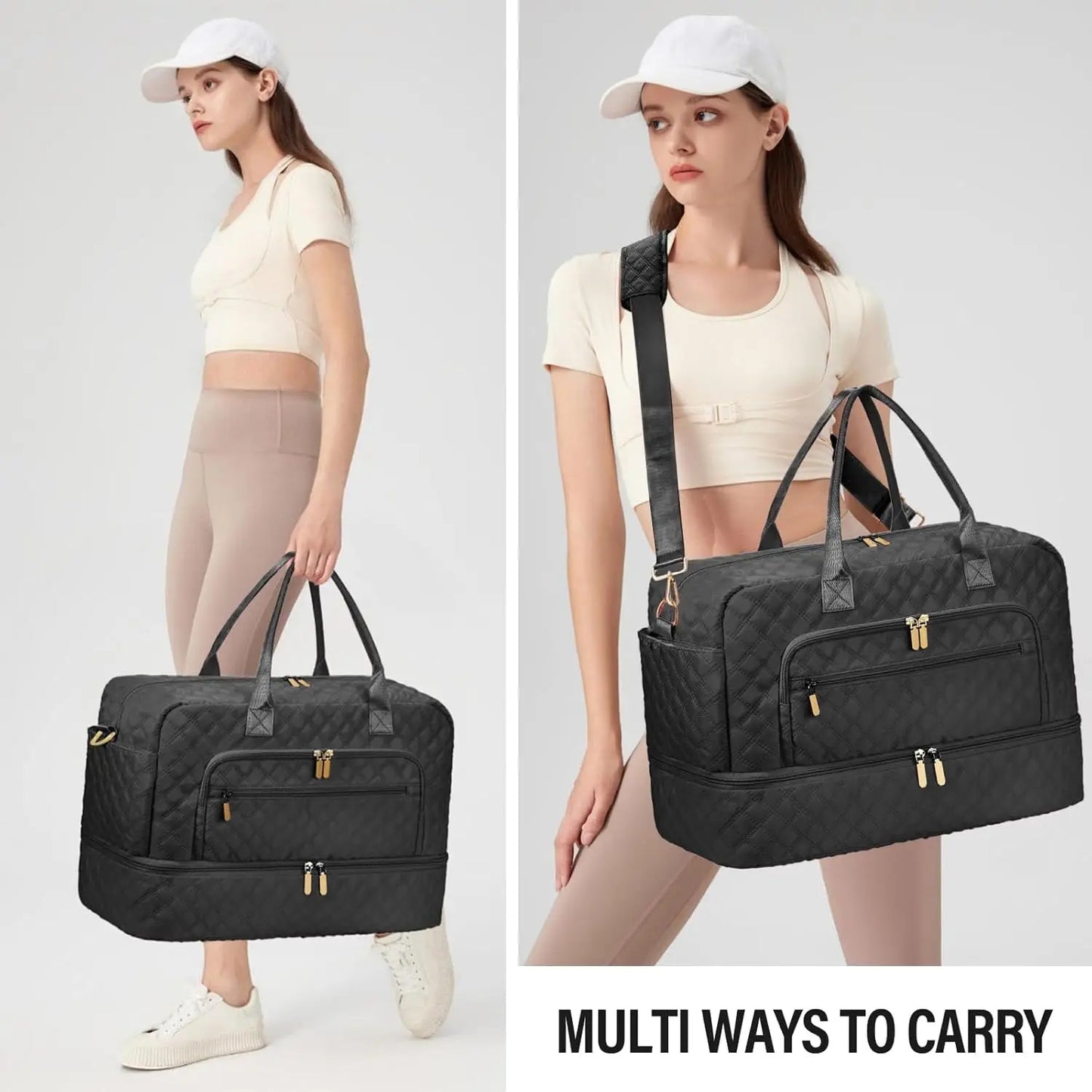 Travel Duffle Bag For Women With Toiletry And Shoe Compartments