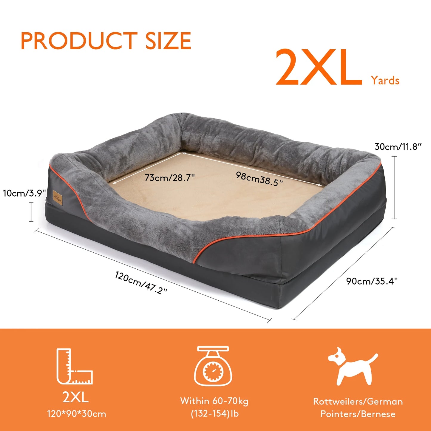 BINGOPAWCN Dog Bed With Removable Washable Cover And Waterproof