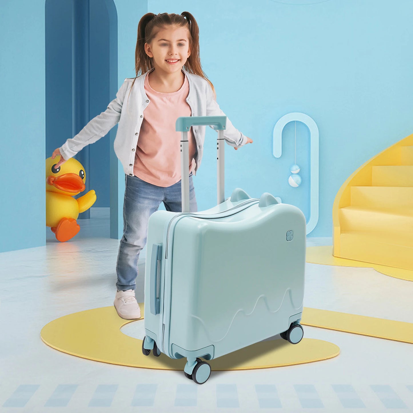 Kids Sit And Ride Luggage Case For Travel Durable ABS