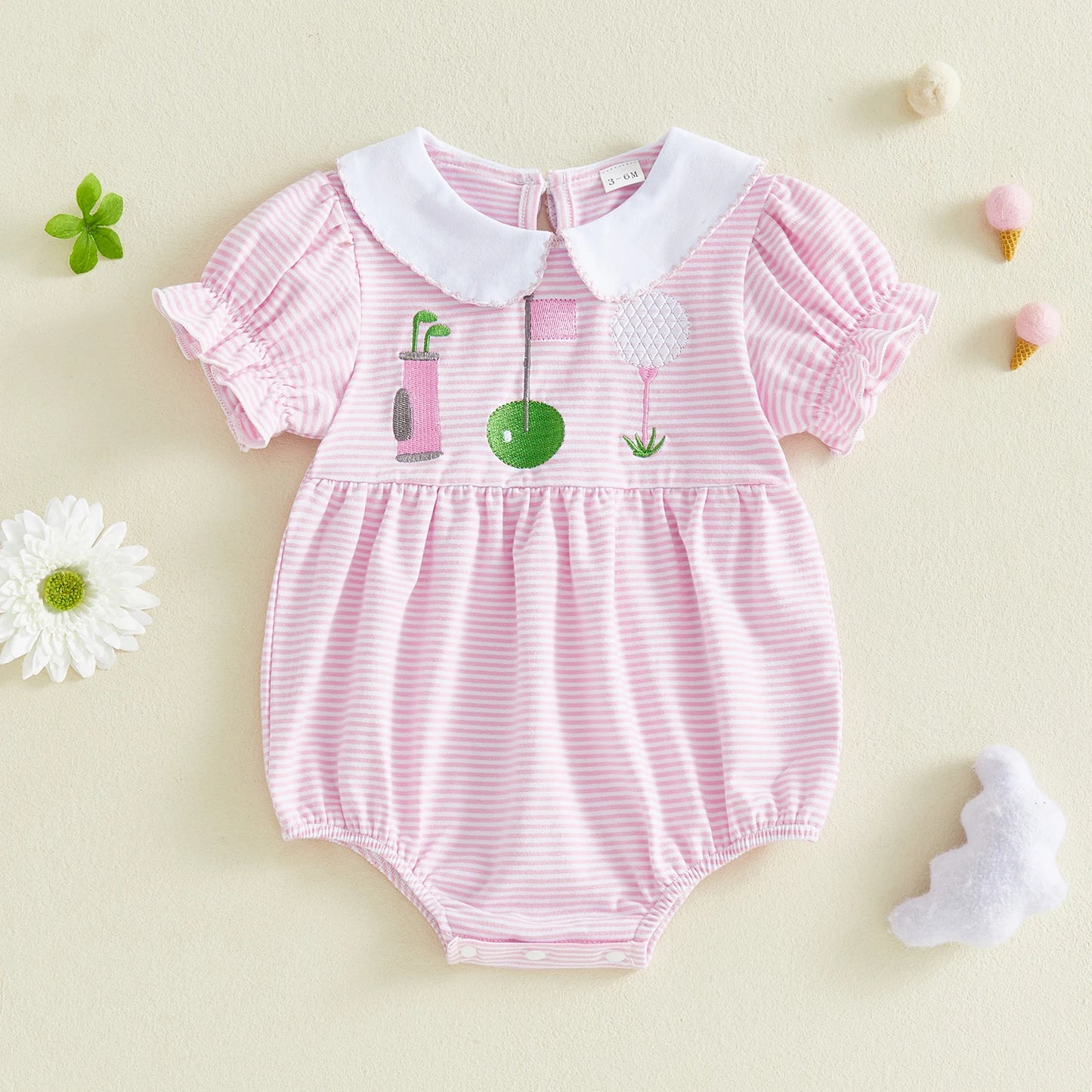 Floral Print Toddler Romper With Bow Detail And Ruffle Sleeves