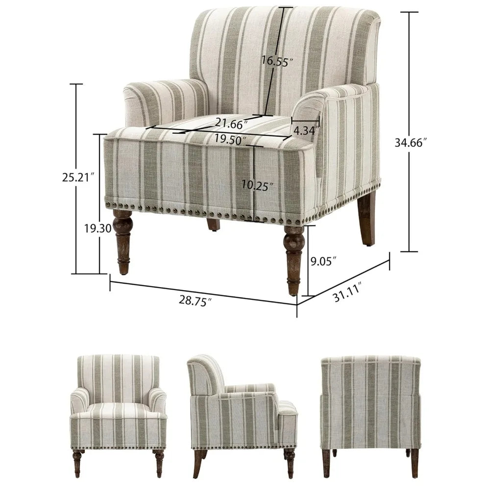 Accent Chair, Mid Century Modern Comfy Armchair for Living Room, Linen Fabric Single Sofa Lounge for Reading, Customized