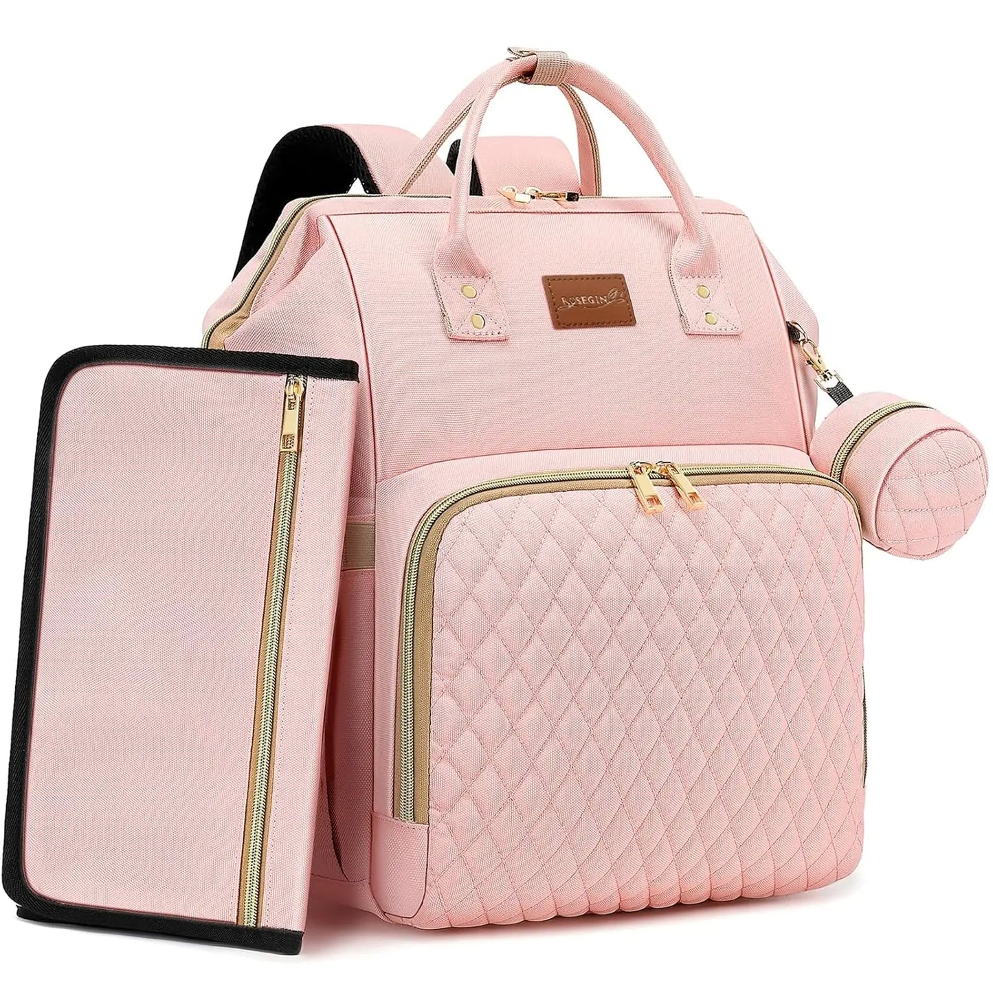 Baby Diaper Backpack With Changing Pad Insulated Pockets Stroller Straps