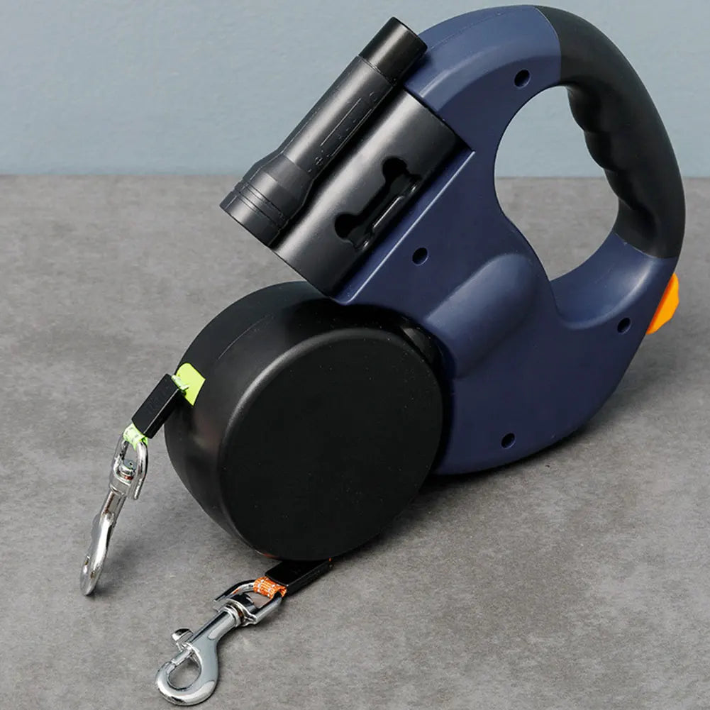 Alloet Double Headed Traction Dog Leash With LED Light Retractable
