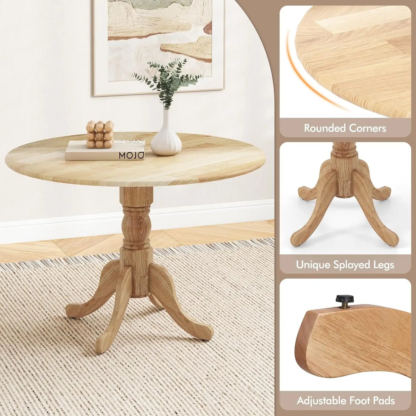 BIANXIANG Dining Table With Trestle Legs