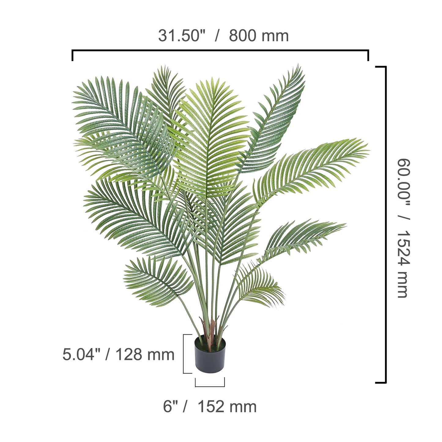 SucceBuy Artificial Palm Tree Faux Plant With Anti Tip Protection