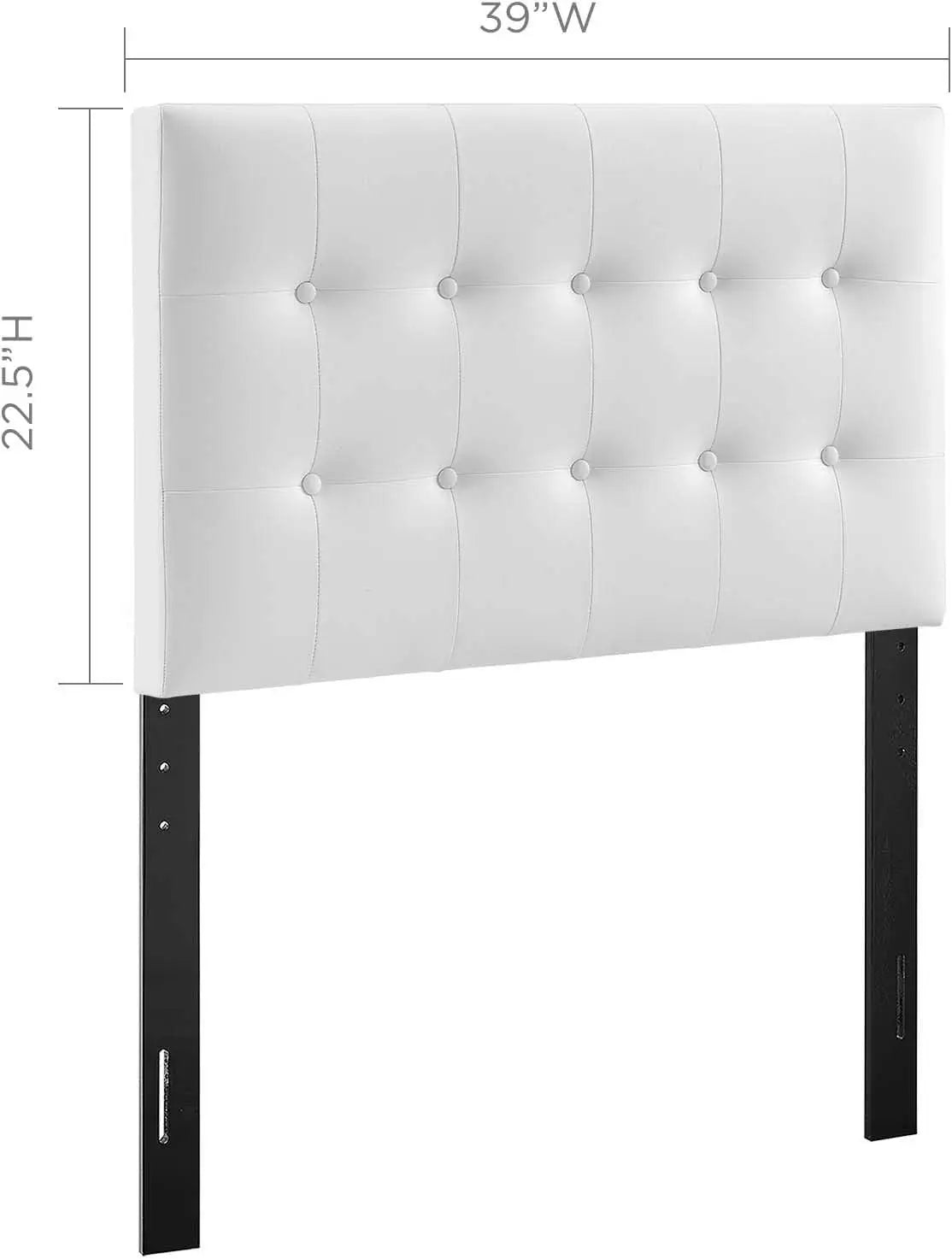White Tufted Vegan Leather Twin Headboard with Adjustable Height, Elegant Bedroom Decor