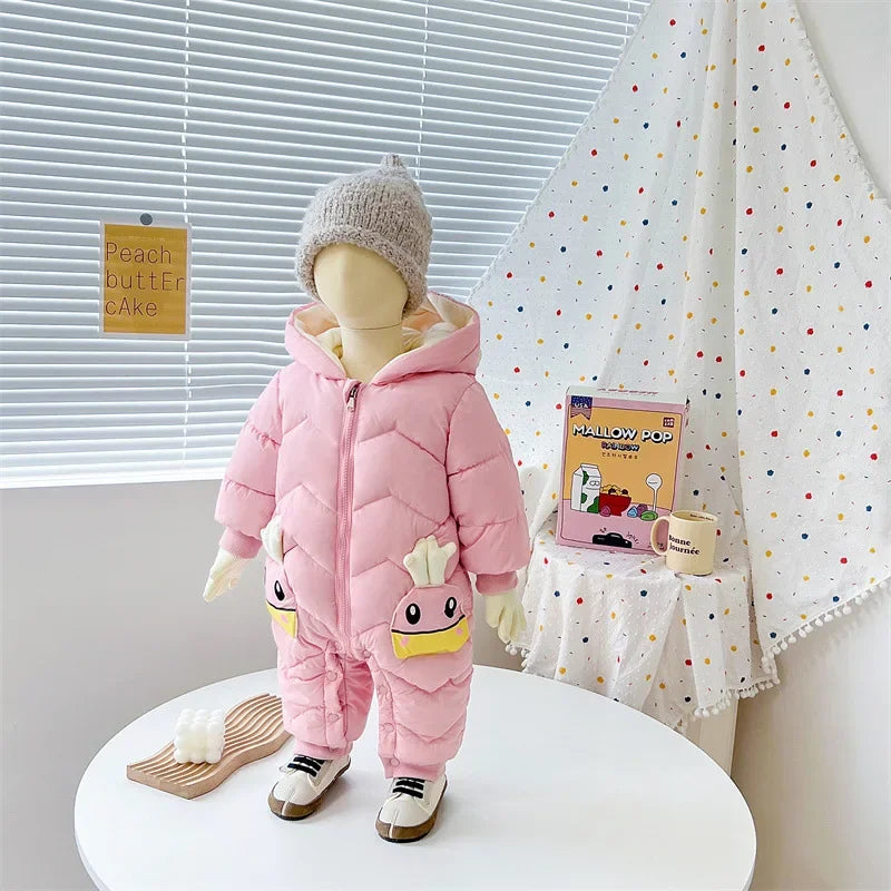 Newborn Hooded Winter Cotton Polyester Romper Unisex Baby Jumpsuit