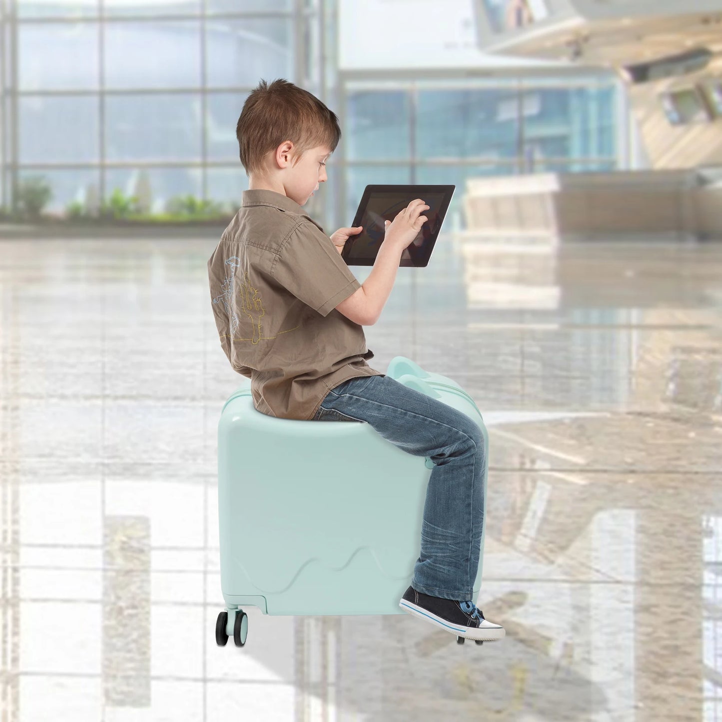 Kids Sit And Ride Luggage Case For Travel Durable ABS