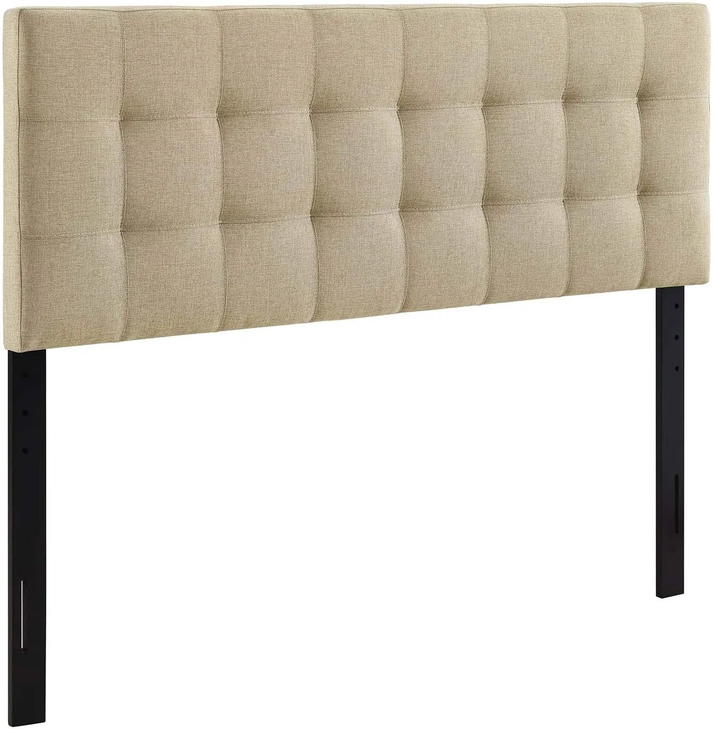 Linen Fabric Upholstered Full Headboard in Beige - Tufted Design for Bedroom Decor