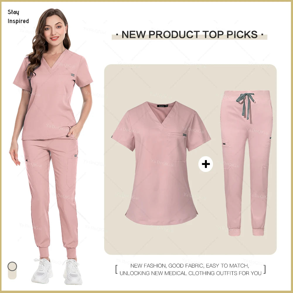 Nurse Scrub Set Women Men Jogger Pants Medical Uniforms