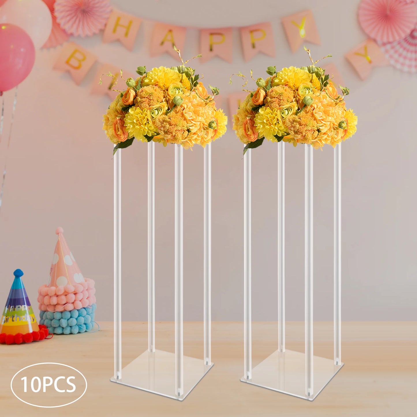 Acrylic Vase Wedding Centerpieces Set Geometric Clear Flower Stands