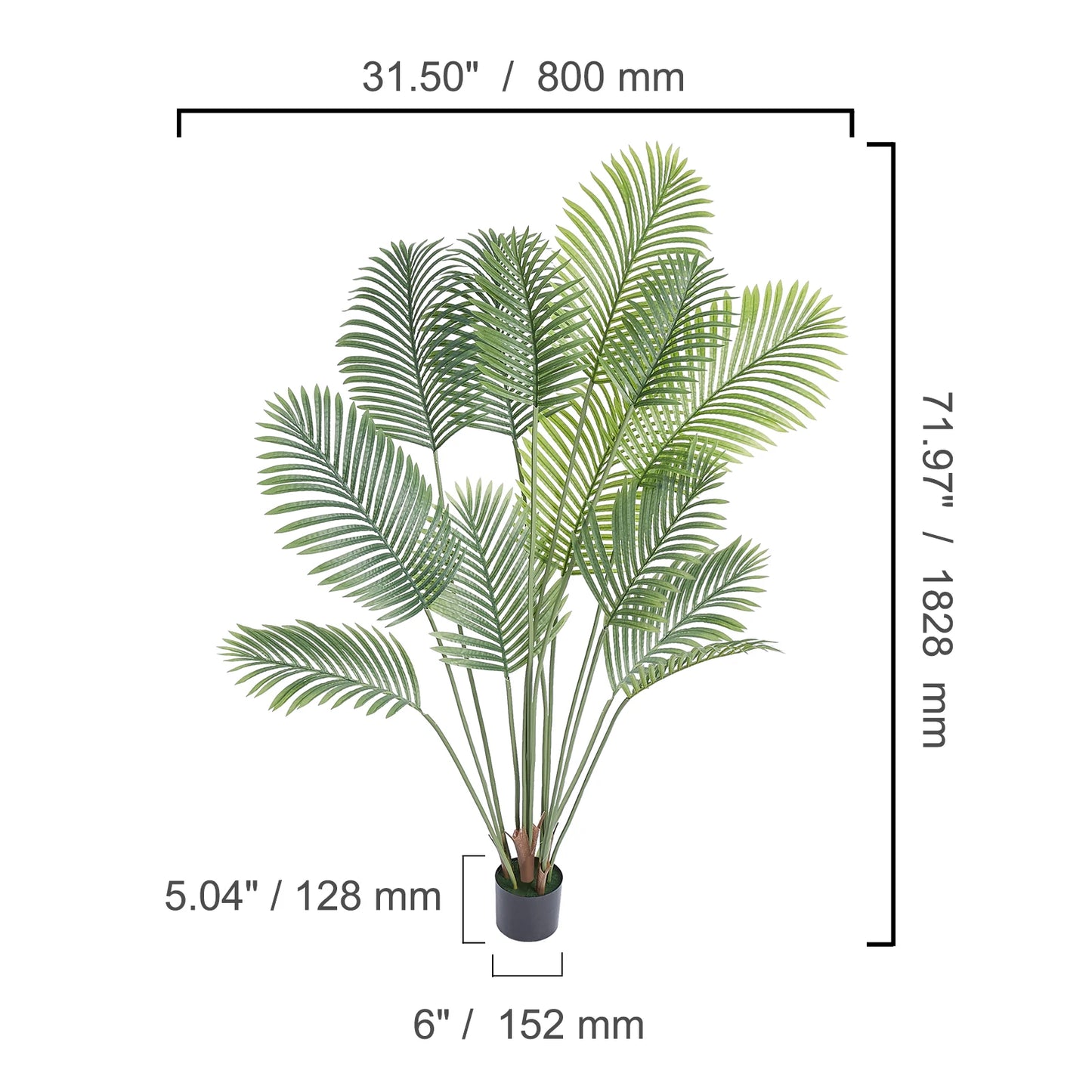 SucceBuy Artificial Palm Tree Faux Plant With Anti Tip Protection