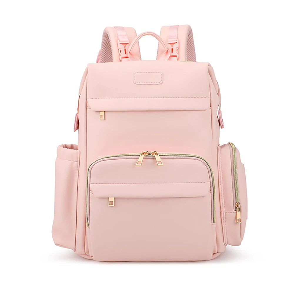 Diaper Bag Light Brown Minimalist Backpack Style Multi-Tiered Pockets Premium Texture Multi-Carry For Mom Baby Care Daily Use
