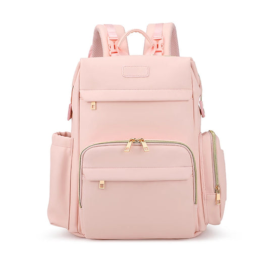 Diaper Bag Light Brown Minimalist Backpack Style Multi-Tiered Pockets Premium Texture Multi-Carry For Mom Baby Care Daily Use