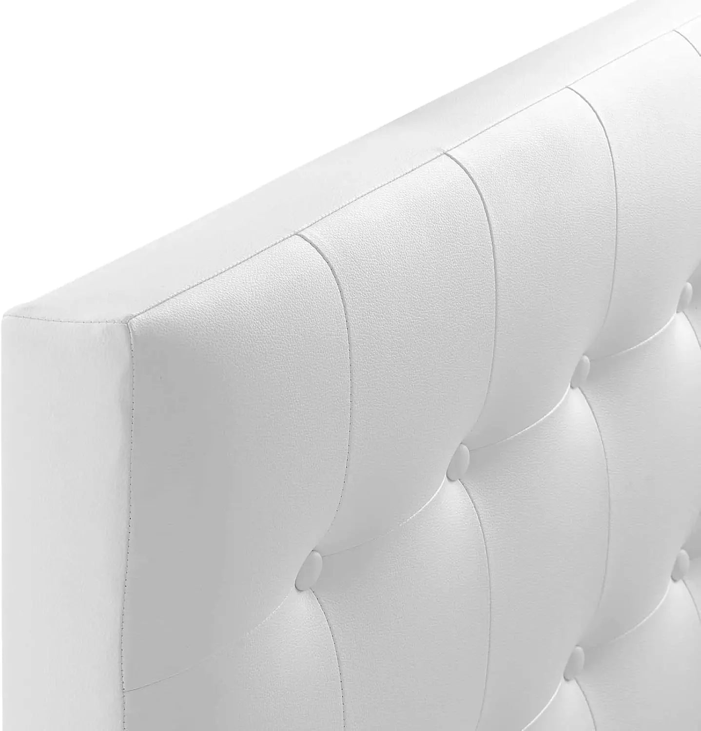 White Tufted Vegan Leather Twin Headboard with Adjustable Height, Elegant Bedroom Decor