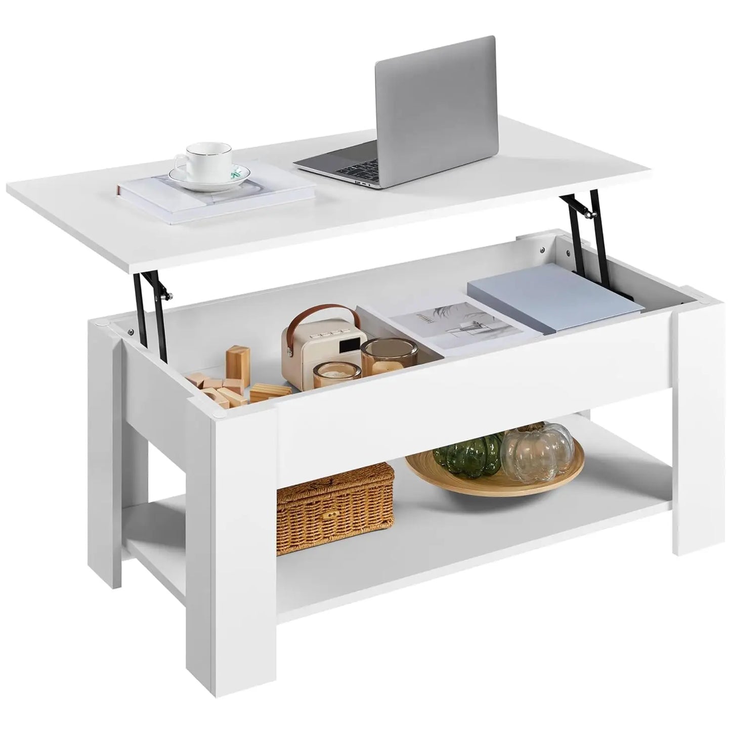 Wooden Coffee Table, Lift Top Coffee Table with Large Hidden Storage Shelf, Lift Tabletop Dining Tables for Living, Customized