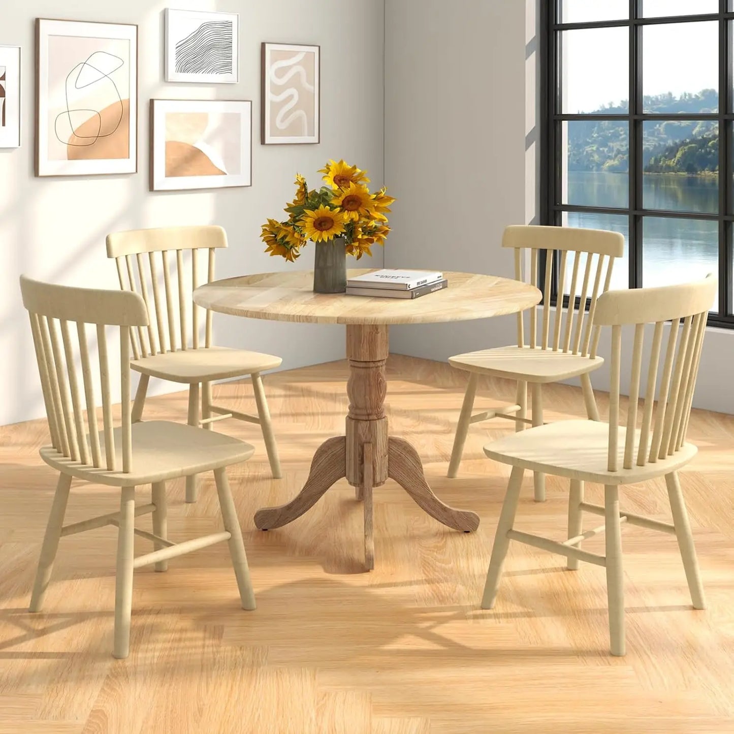 BIANXIANG Dining Table With Trestle Legs