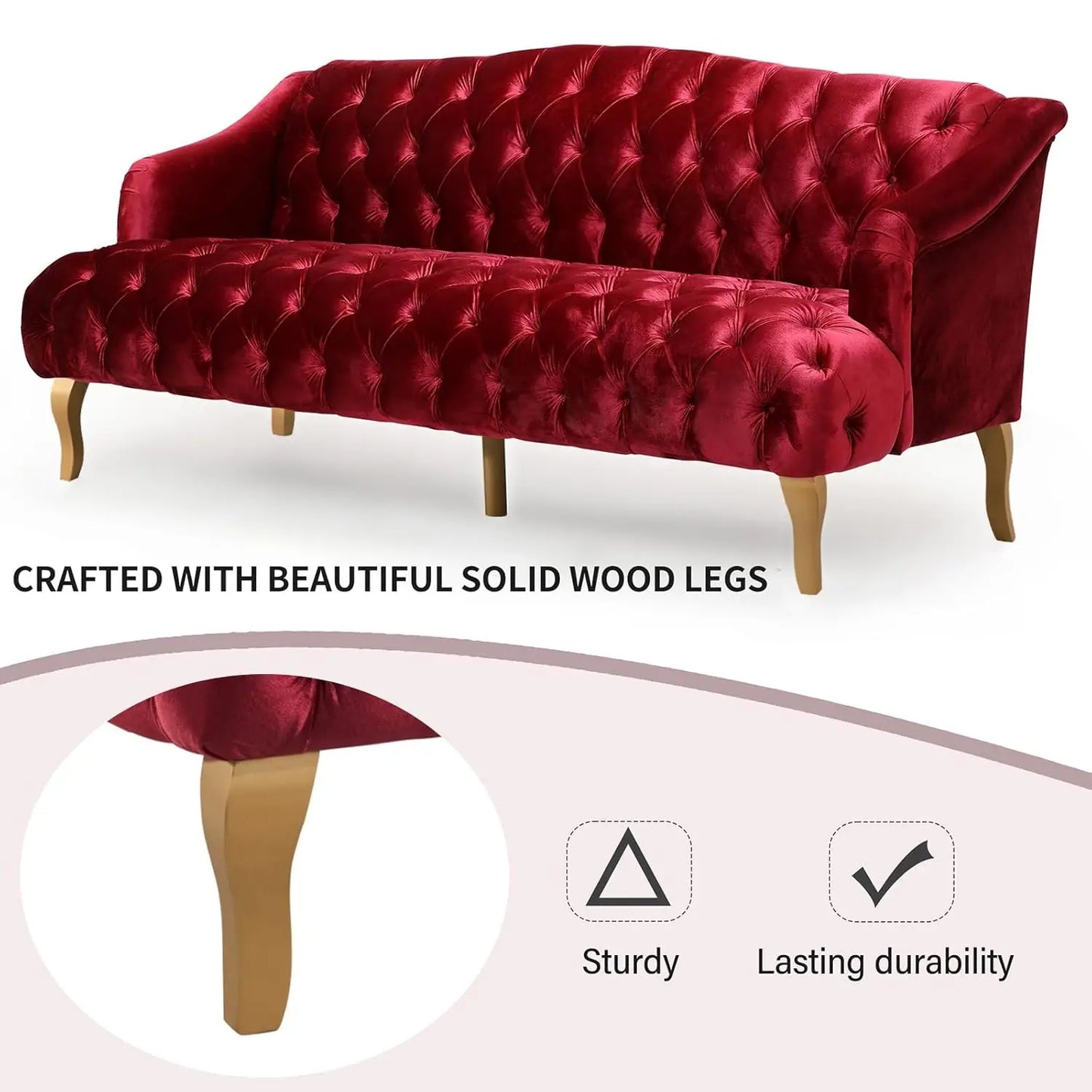 Modern Wingback Velvet Tufted Loveseat Settee