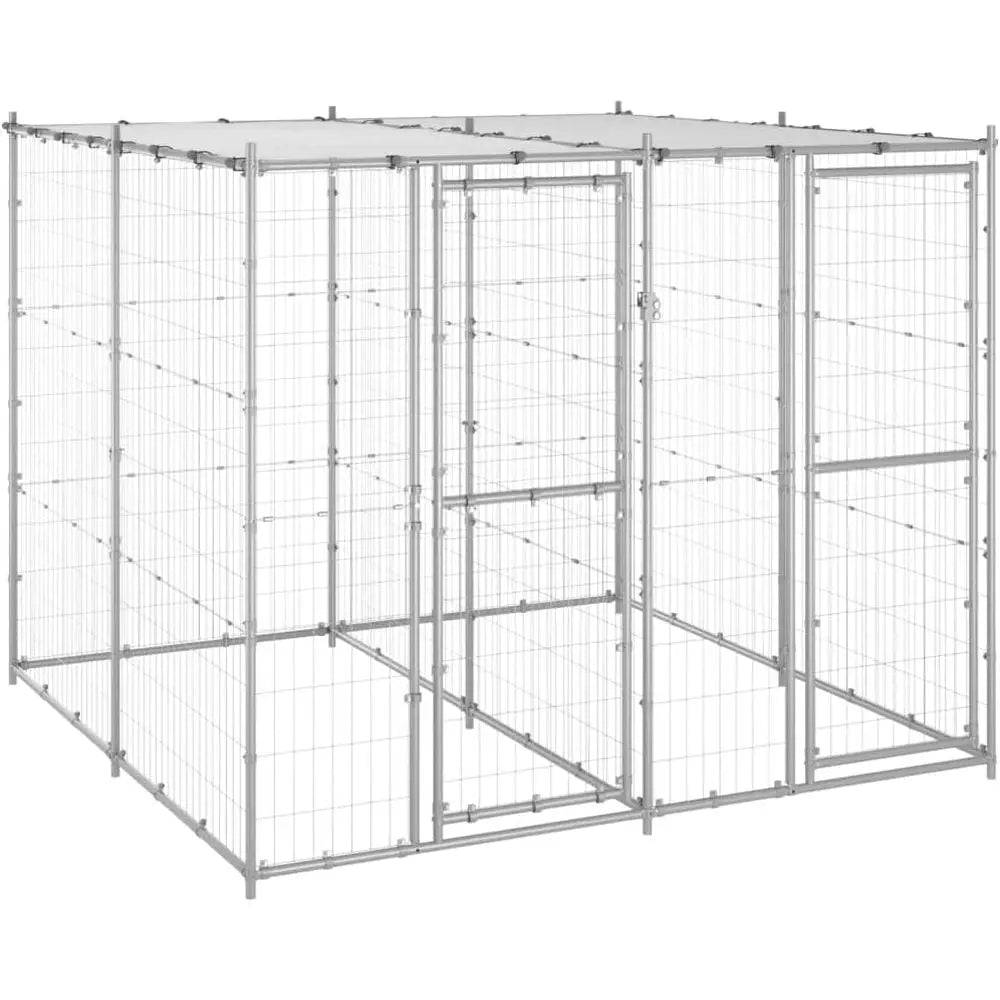 Sturdy Outdoor Metal Dog Crate With Lockable Roof