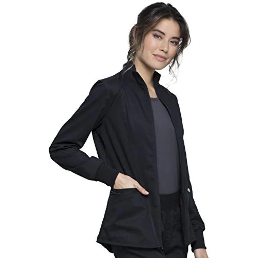 Cherokee Scrub Jacket Women Zip Front Medical Uniform Mesh Detail Ultra Soft