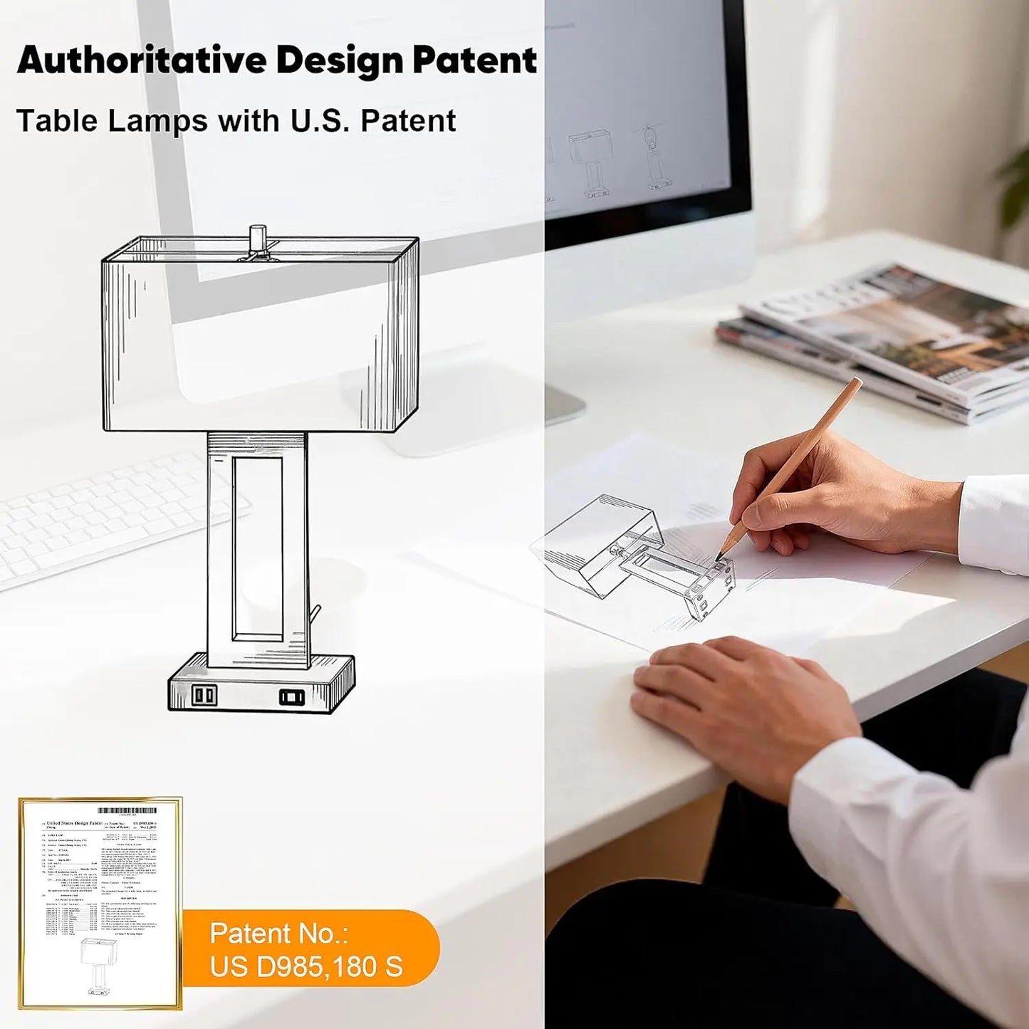 Two Pack Touch Table Lamp With USB Ports Dimmable