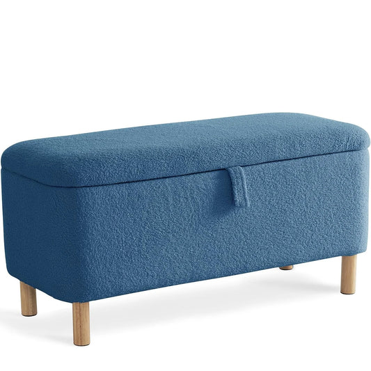 Todrani Boucle Storage Ottoman Bench With Sherpa Upholstery Entryway