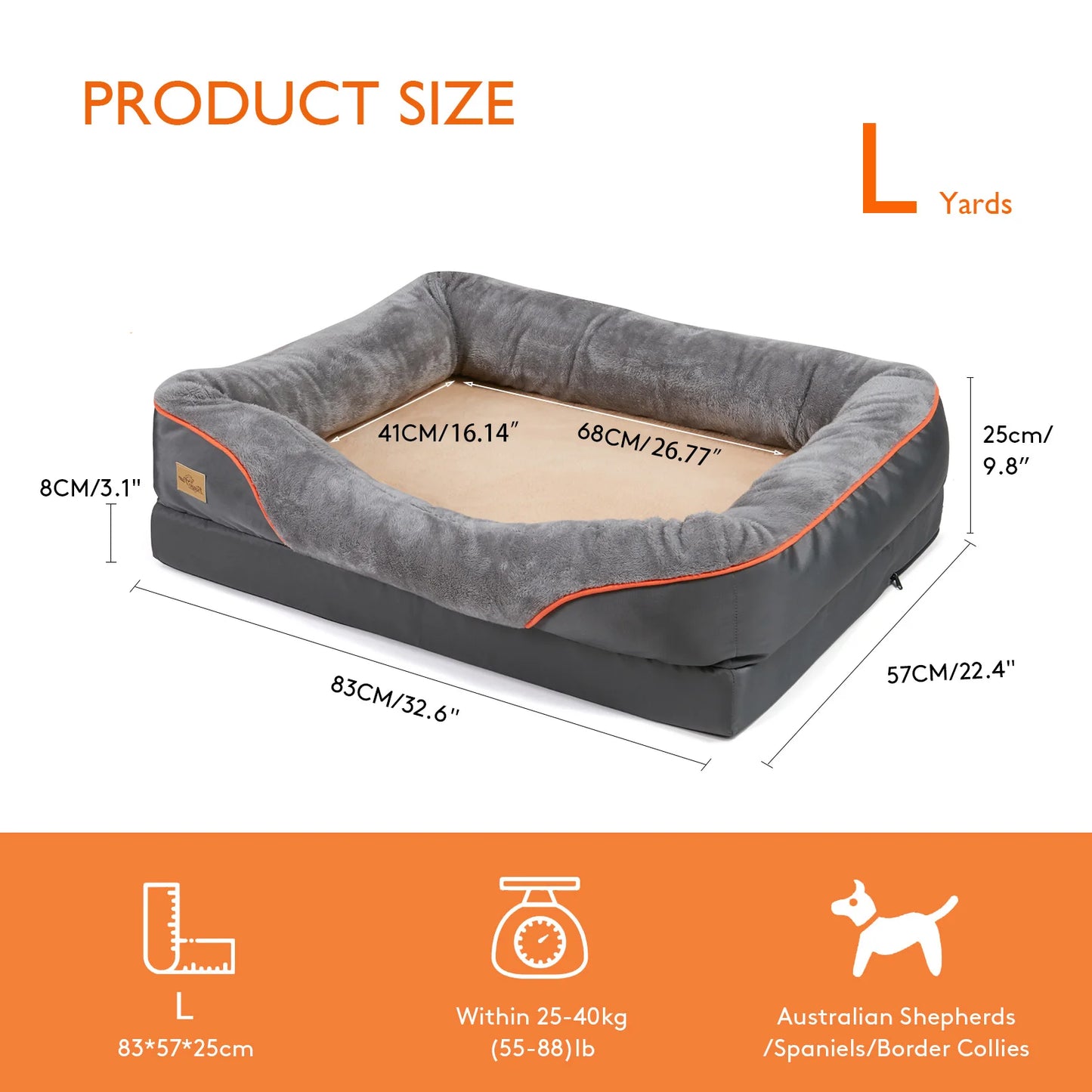 BINGOPAWCN Dog Bed With Removable Washable Cover And Waterproof
