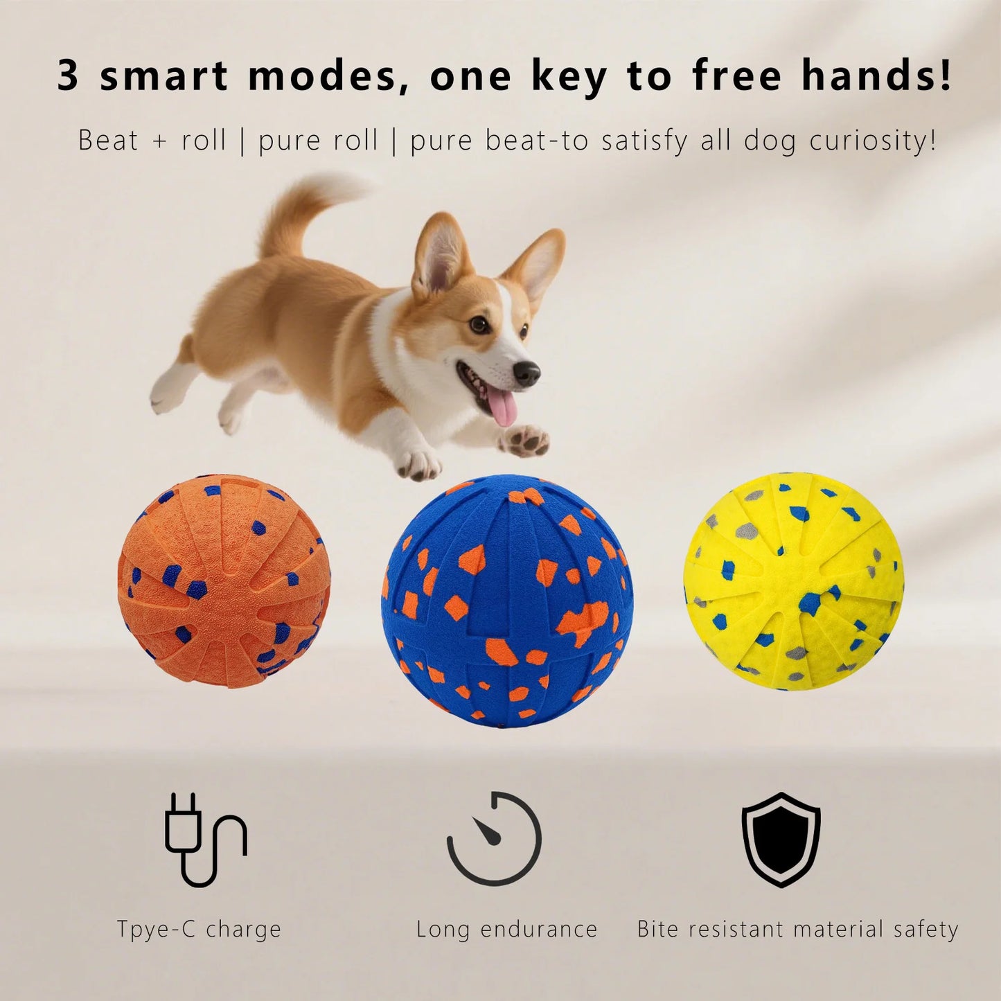 Booteely Dog Interactive Ball Toy Auto Vibrating Jumping Ball