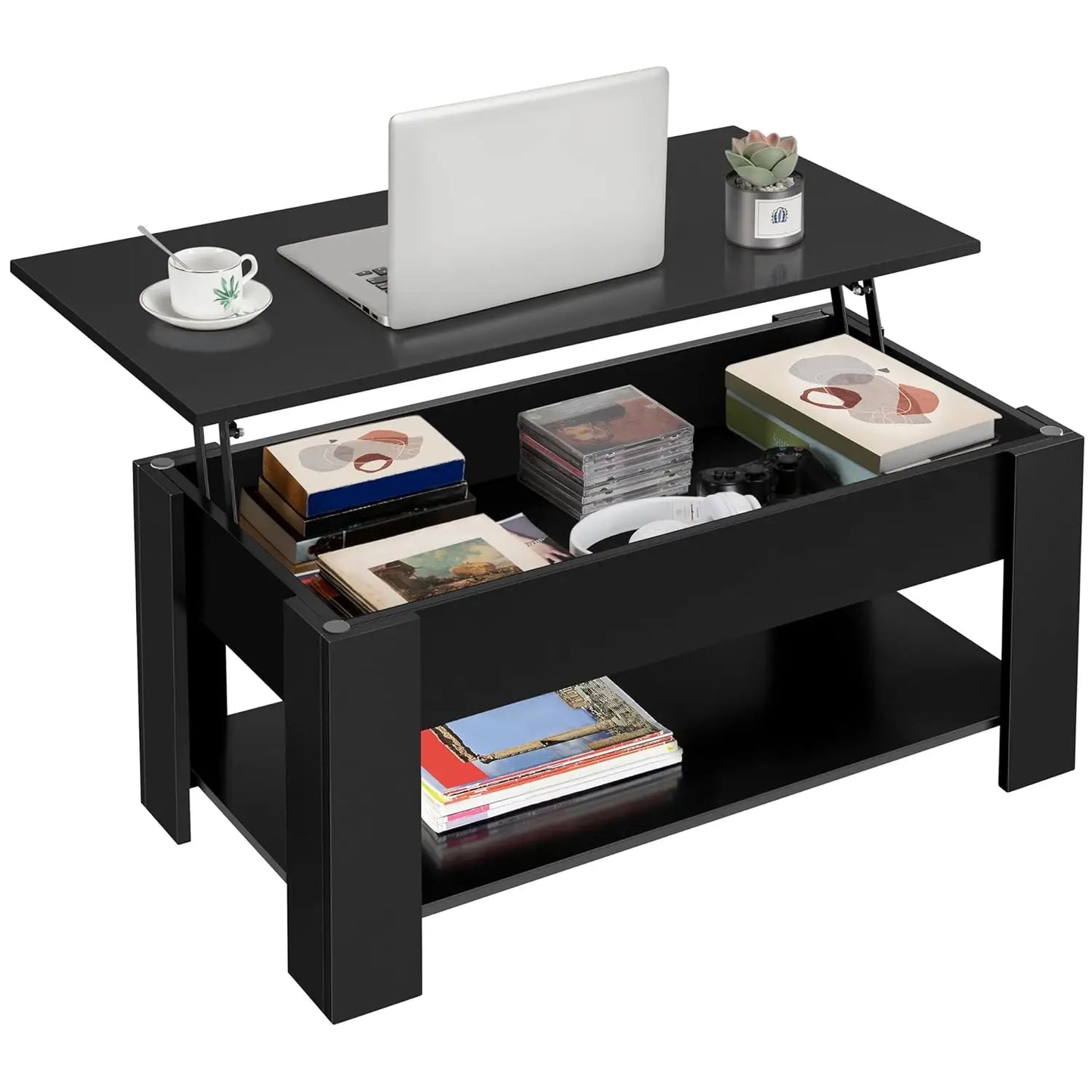 Wooden Coffee Table, Lift Top Coffee Table with Large Hidden Storage Shelf, Lift Tabletop Dining Tables for Living, Customized