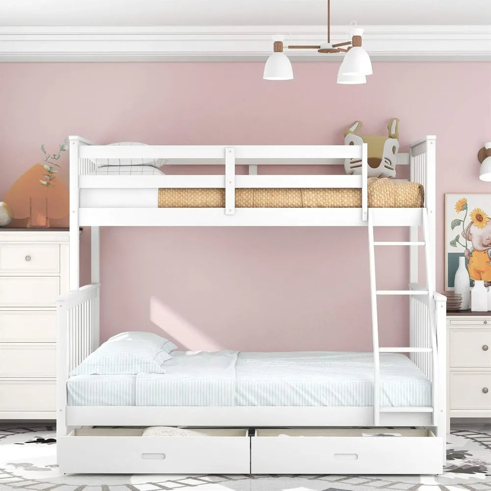 XIAOLANG Twin Over Full Bunk Bed With Drawers And Ladder